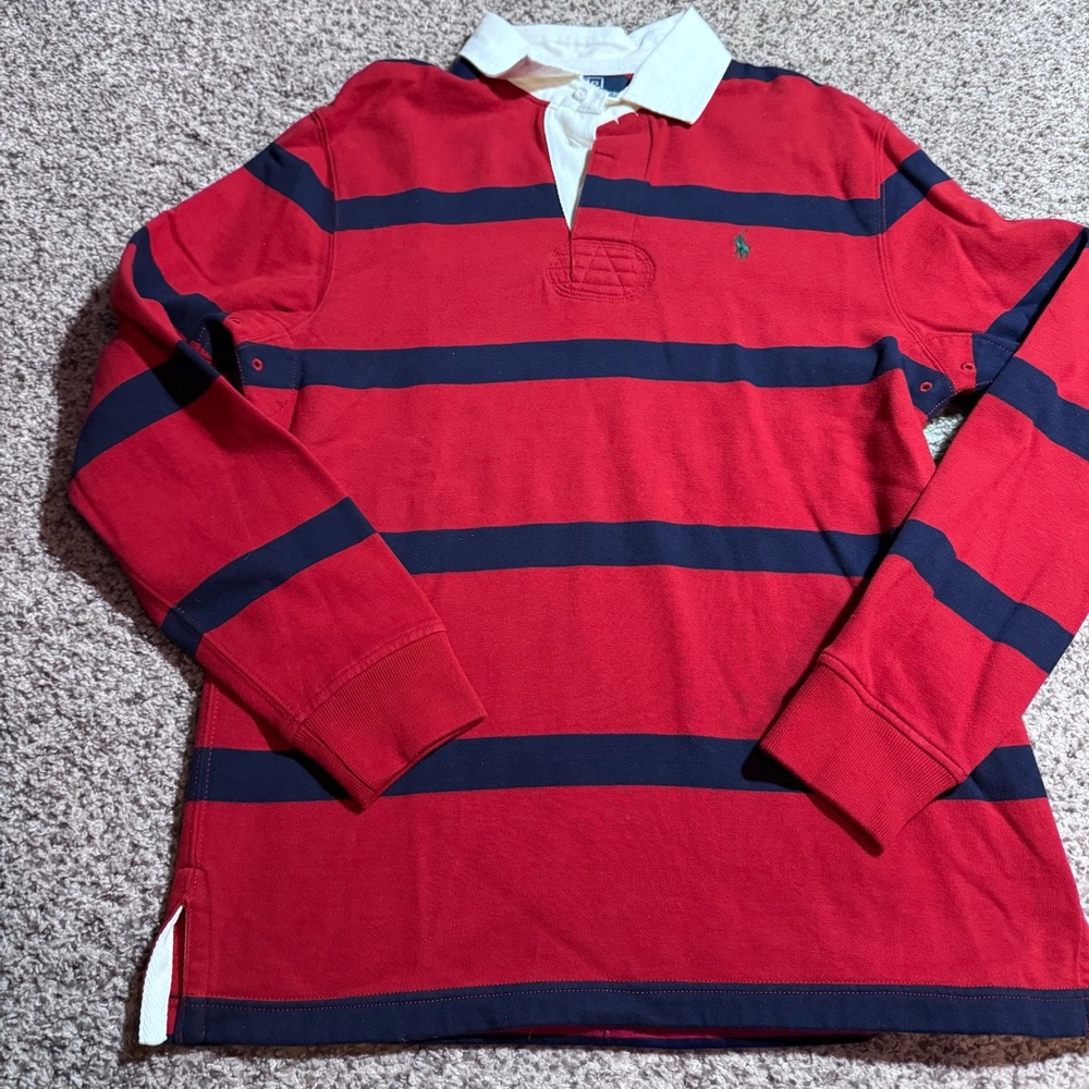 Vintage Polo Ralph Lauren Striped Jersey Rugby Shirt Long Sleeve Men's Size M